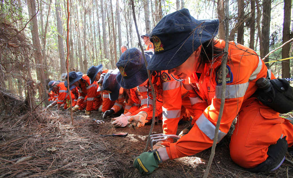 Police and SES search for clues in the case of Daniel Morcombe’s disappearance. Police and SES search for clues in the case of Daniel Morcombe’s disappearance.